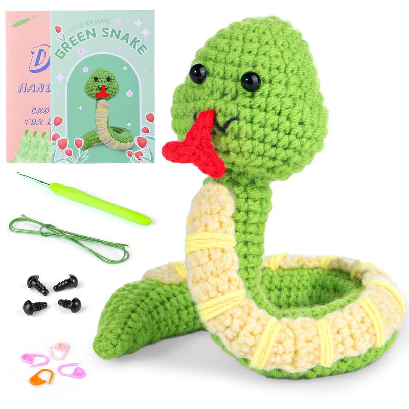 Cute Cartoon Animal Design Crochet Kit for Beginners, 1 Set Crochet Starter Kit with Step-by-step Video Tutorials, DIY Craft Kit for Adults & Teens