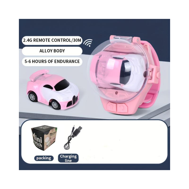 Mini Remote-Control Automobile Watch Toy 2.4 GHz Cute Wrist Racing Watch, USB Charging Cartoon Remote-Control Automobile, Interactive Game Toy, Boy and Girl's Birthday Gift Halloween Christmas Gift