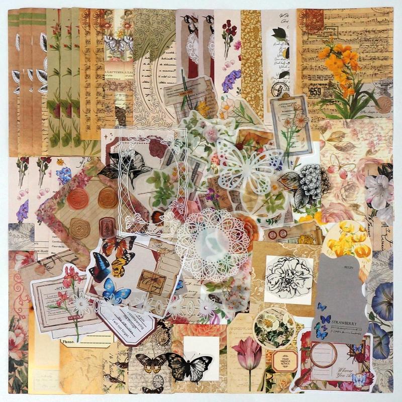 260 PCS Vintage Scrapbooking Supplies Aesthetic Journaling Kit,Large Collection for Bullet Junk Journals,Arts Craft Collage,Ephemera Adults,Beginners,Girls Teenage School Style(Flowers) Flowers