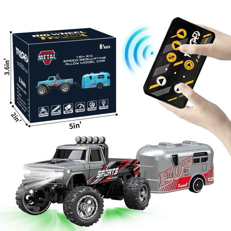 Kids Gift Toy car Mini RC Monster Truck, Alloy RC Big Wheel Truck, Remote Control RWD Off-Road Vehicle with Body Lights & Headlights, USB Rechargeable, Suitable for All Terrain,Tiny Toys for Fun, Holiday Birthday Christmas Gifts for Boys Kids