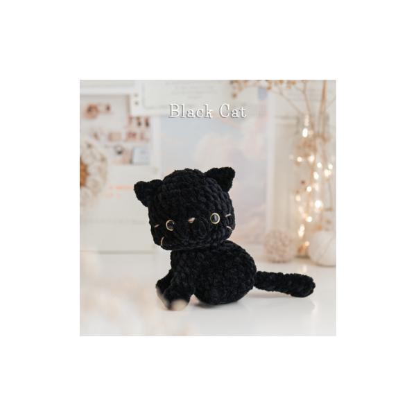 Sitting Baby Cat low sew crochet, kitten amigurumi, black and white, calico, tabby, Siamese cat