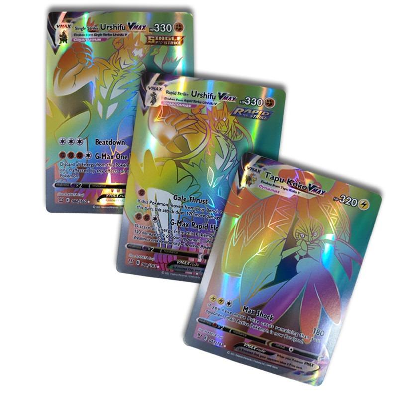 100Pcs Holo Rare Pokemon Cards Bundle EX GX VMAX Laser Card Game Boys Toy Gift, 20MEGA+80EX