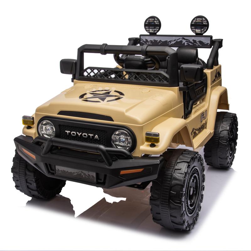 Licensed TOYOTA FJ Cruiser,12V Kids ride on car 2.4G W Parents Remote Control,electric car for kids,Three speed adjustable,Power display, USB,MP3 ,Bluetooth,LED light,Three-point safety belt