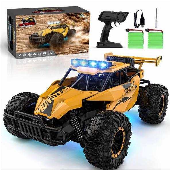 BLUEJAY Remote Control Car - 2.4GHz 33km h RC Car Toy, 1:12 High Performance RC Truck Off-road with LED Lights and Rechargeable Battery for Adults Kids Toys 1-12 Years Old Kids Gift