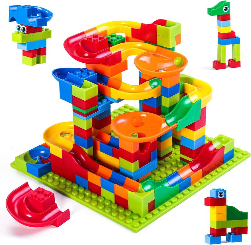 168 Pcs Mini Marble Run Building Blocks Classic Blocks STEM Toy Bricks Set Kids, Assemble Different Building Block Models for 3+ Boys Girls Toddlers