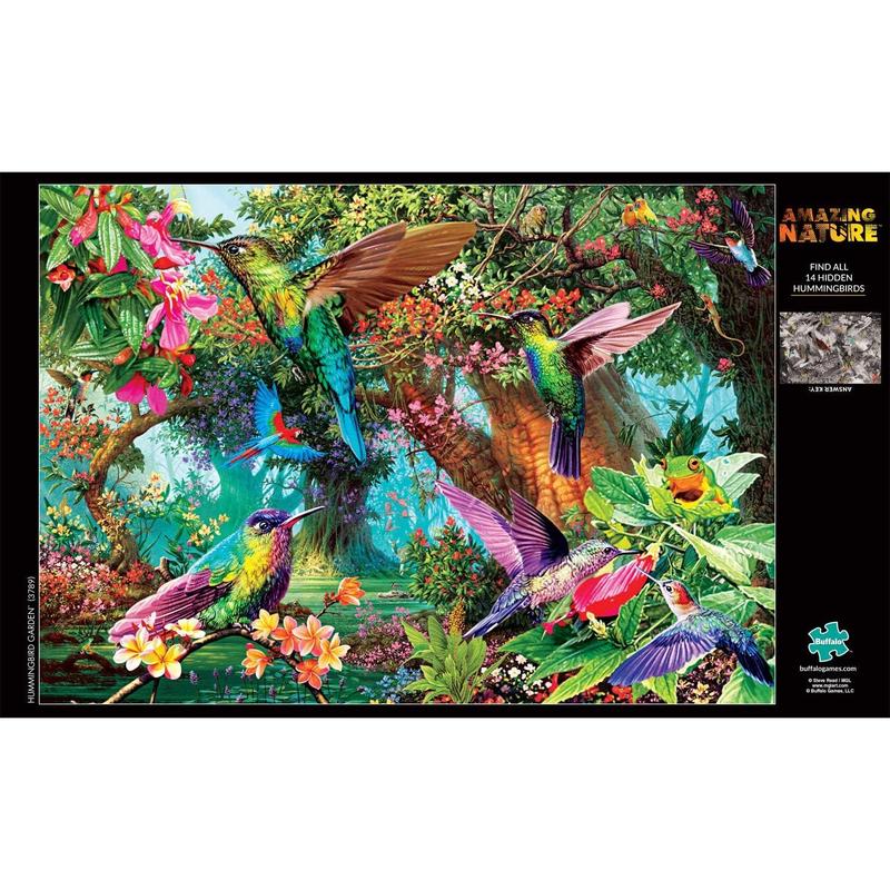 Buffalo Games - Hummingbird Garden - 500 Piece Jigsaw Puzzle with Hidden Images, Green