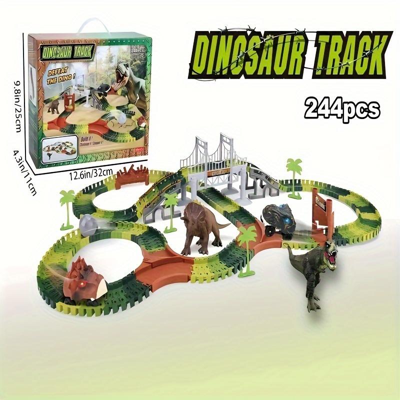 244-Piece Flexible Dinosaur Track Play Set: Create Dinosaur World Road Race for Boys, Girls, Kids, Ideal for Christmas, Halloween, Birthday Gifts