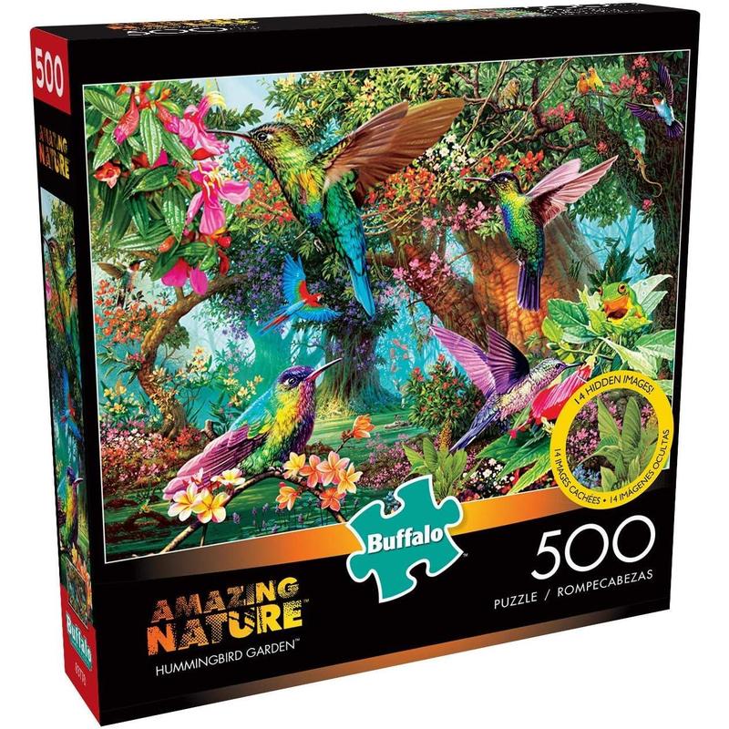 Buffalo Games - Hummingbird Garden - 500 Piece Jigsaw Puzzle with Hidden Images, Green