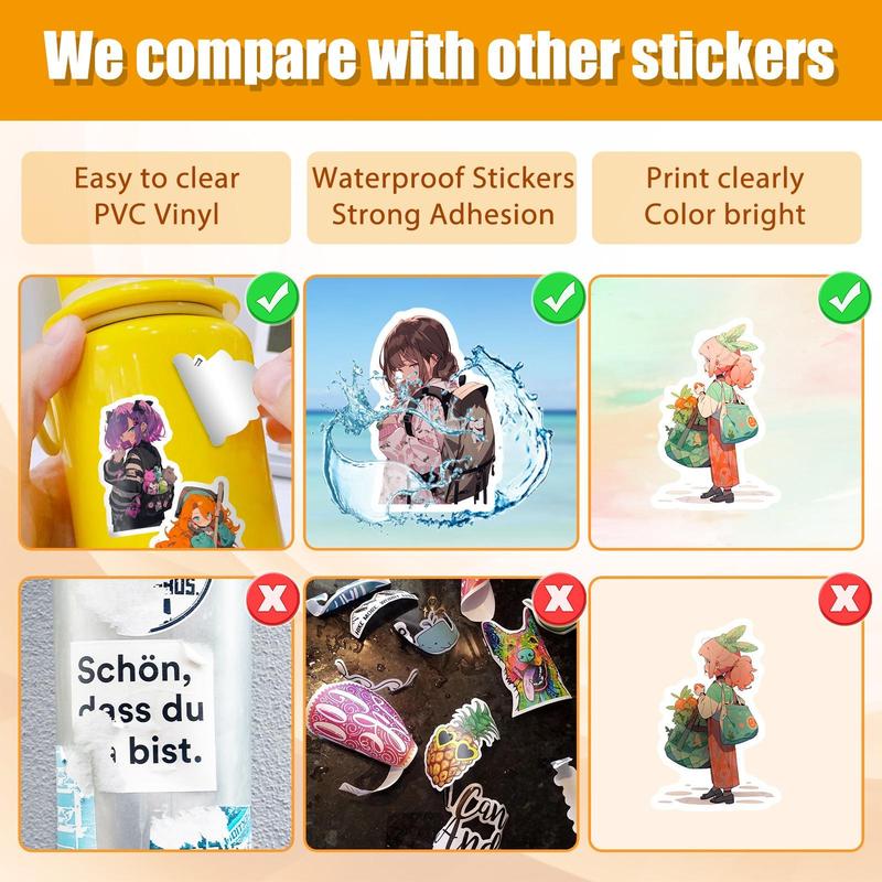 50sheets Anime Style Characters Pattern Decorative Stickers, Waterproof Self-adhesive Graffiti Stickers, Scrapbooking Supplies For DIY