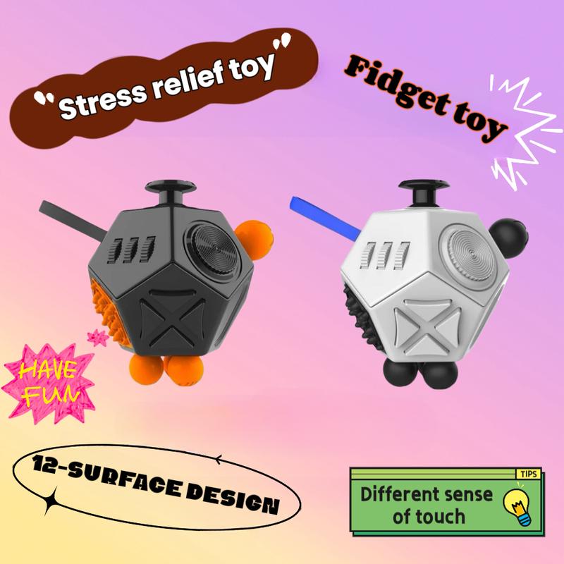 Multi-Surface Fidget Toys, Fidget Stress relief Cube, Anxiety Relief Toy, Multi-Functional Fidget Toys.Holiday Season Gift. Christmas Gift.