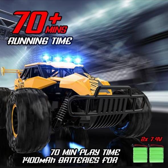 BLUEJAY Remote Control Car - 2.4GHz 33km h RC Car Toy, 1:12 High Performance RC Truck Off-road with LED Lights and Rechargeable Battery for Adults Kids Toys 1-12 Years Old Kids Gift