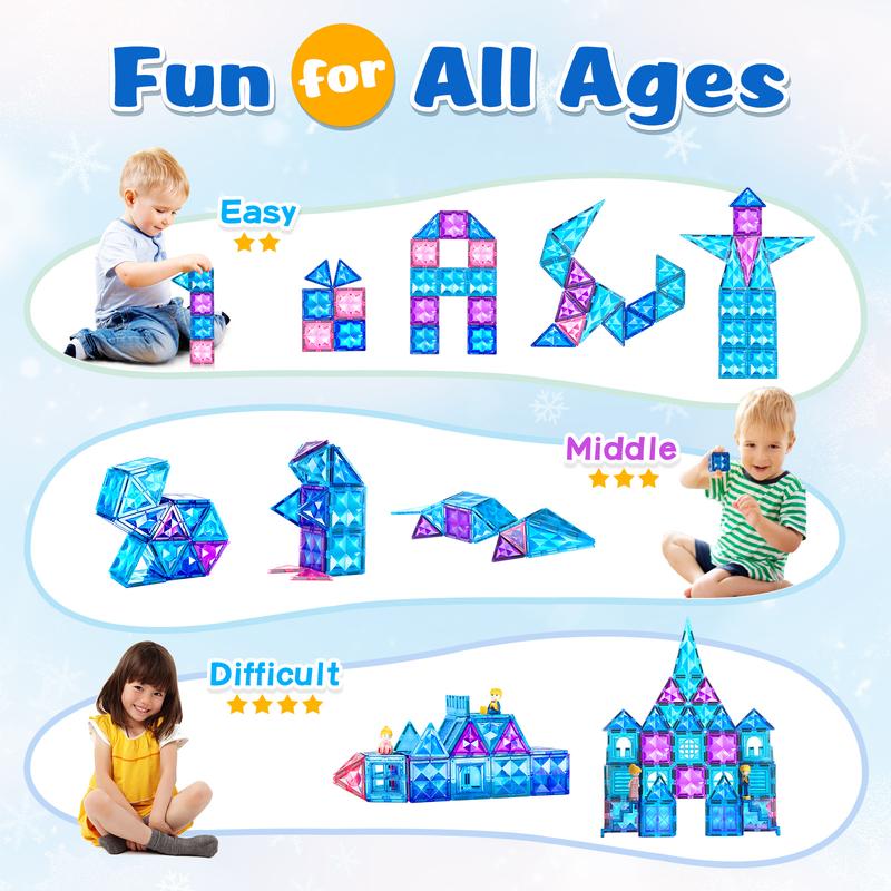 Building blocks,Frozen Castle Magnetic Tiles Set,Kids Toys for Girl and boy,the presents for chirdren.Birthday,Christmas gifts,102pcs