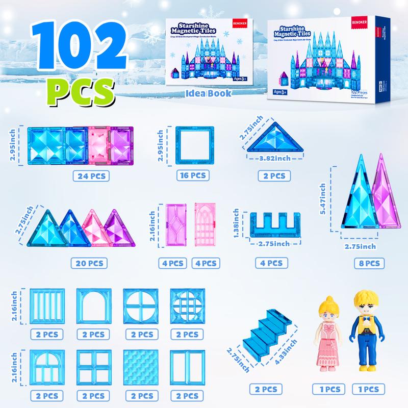 Building blocks,Frozen Castle Magnetic Tiles Set,Kids Toys for Girl and boy,the presents for chirdren.Birthday,Christmas gifts,102pcs