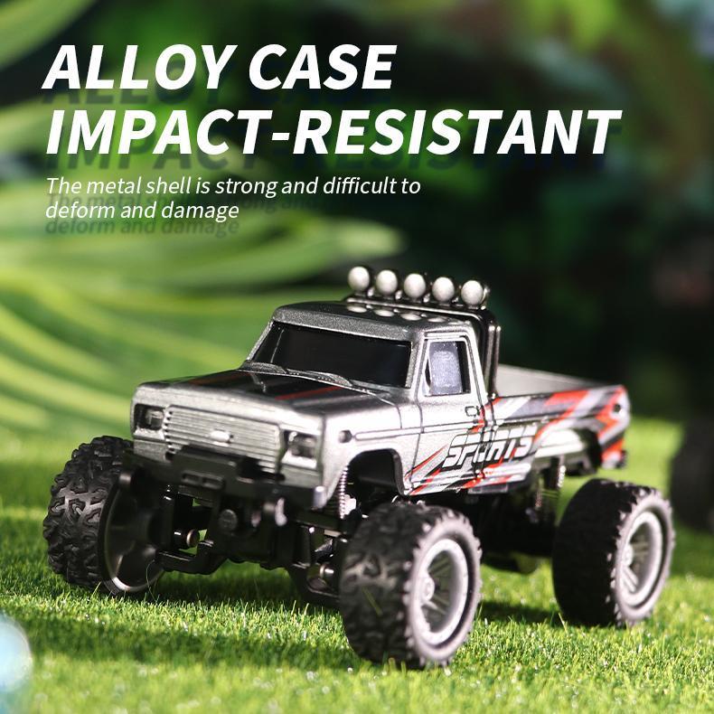 Kids Gift Toy car Mini RC Monster Truck, Alloy RC Big Wheel Truck, Remote Control RWD Off-Road Vehicle with Body Lights & Headlights, USB Rechargeable, Suitable for All Terrain,Tiny Toys for Fun, Holiday Birthday Christmas Gifts for Boys Kids