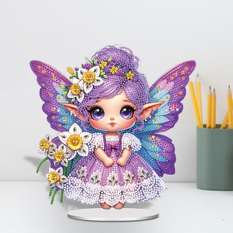 Acrylic Elf Girl Desktop Diamond Painting Art Kits for Bedroom Table Decor