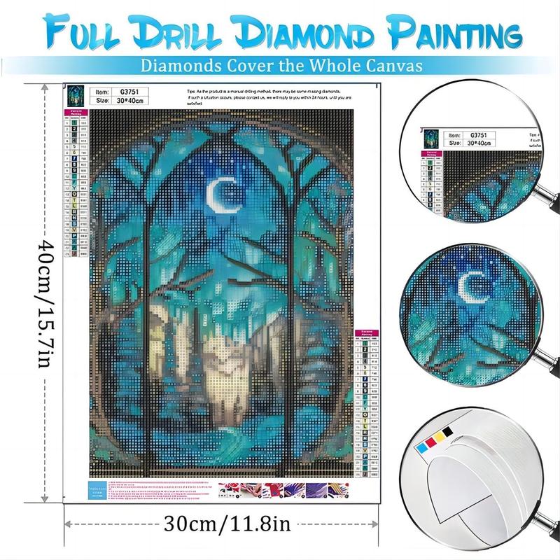 Starry Night Diamond Painting Kits- Tree Diamond Art for Adults,Gem Painting Crafts for Adults Home Wall Decor,DIY 5D Gem Art Moon Perfect for Relaxation(12x16inch,Frameless)