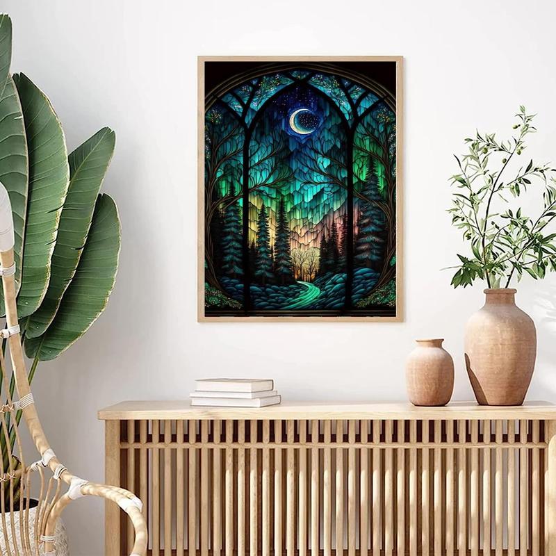 Starry Night Diamond Painting Kits- Tree Diamond Art for Adults,Gem Painting Crafts for Adults Home Wall Decor,DIY 5D Gem Art Moon Perfect for Relaxation(12x16inch,Frameless)