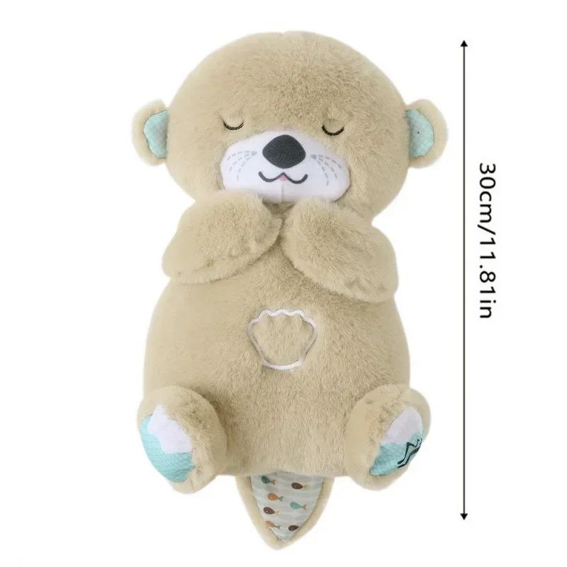 Breathing Otter Plush Toy Pet Cat Nap Sensory with Light and Sound Gift Musical Doll 30cm for Soothing Sleep