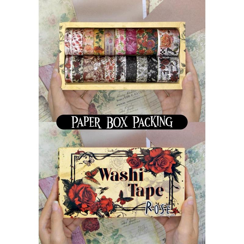 Rose Washi Tape Set, 20 Rolls Vintage Floral Washi Tapes for Journaling, Thanksgiving Flower Letter Butterfly Stickers Decorative Tapes for Crafts Supplies, Scrapbooking, Junk Journal (Love Theme)