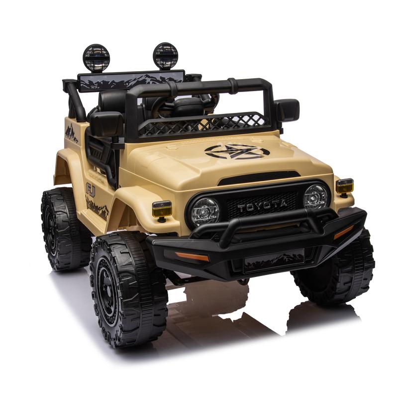 Licensed TOYOTA FJ Cruiser,12V Kids ride on car 2.4G W Parents Remote Control,electric car for kids,Three speed adjustable,Power display, USB,MP3 ,Bluetooth,LED light,Three-point safety belt