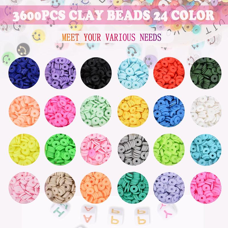 4800Pcs Clay Beads for Jewelry Making Bracelet Kit with Pendant and Jump Rings - 24 Colors 6mm Halloween Gift