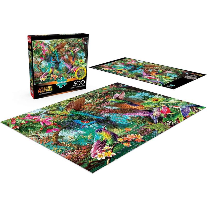 Buffalo Games - Hummingbird Garden - 500 Piece Jigsaw Puzzle with Hidden Images, Green