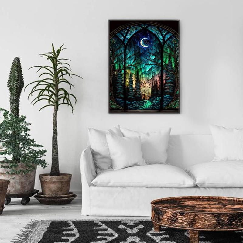 Starry Night Diamond Painting Kits- Tree Diamond Art for Adults,Gem Painting Crafts for Adults Home Wall Decor,DIY 5D Gem Art Moon Perfect for Relaxation(12x16inch,Frameless)