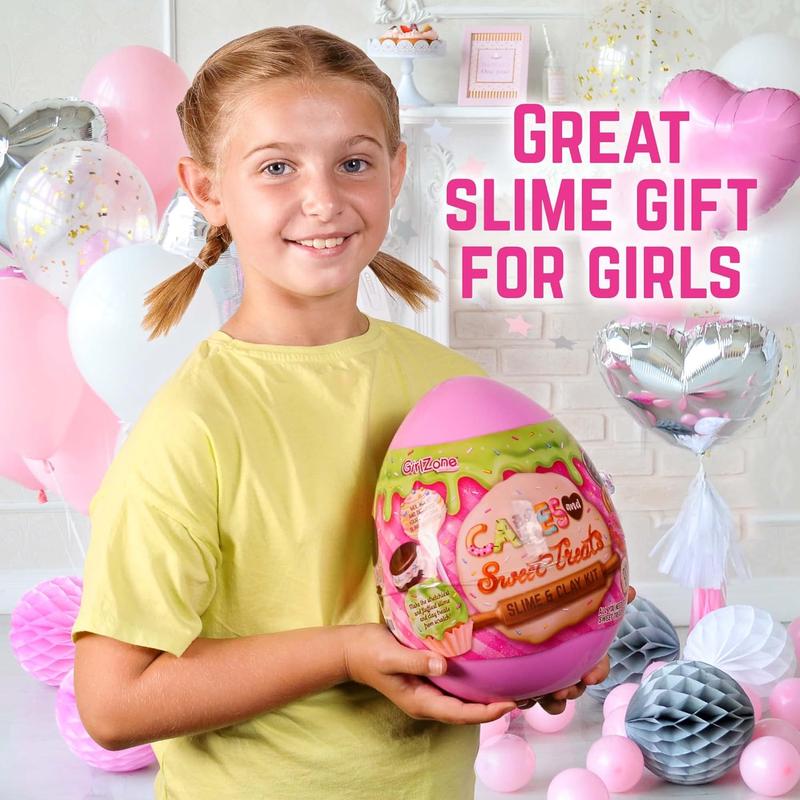 GirlZone Cakes & Sweet Treats Slime Egg, Fun Clay and Slime Kit to Make Slime for Girls, Scented Slime for Kids and Slime Butter, Awesome Gift Idea and DIY Slime Set