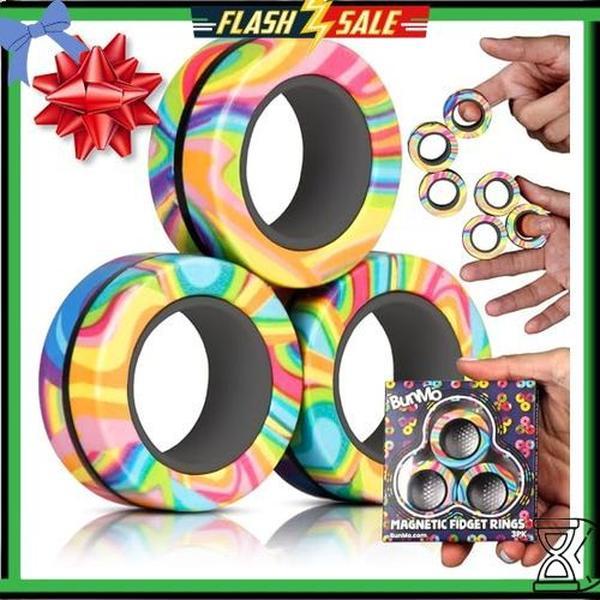 BUNMO Stocking Stuffers for Teens - Magnetic Rings - Fidget Toys Adults - Magnetic Fidget Rings - Stocking Stuffers for Adults - Addictive Fidget Toy for Boys & Girls - Great Teen Gift - Multicolor