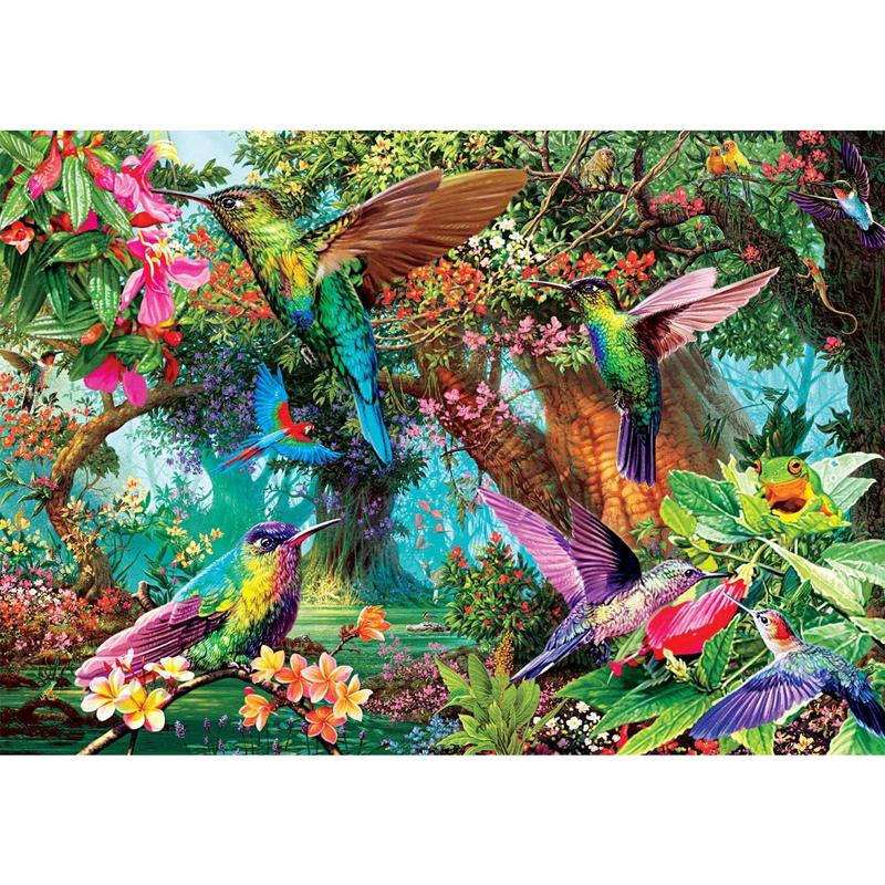 Buffalo Games - Hummingbird Garden - 500 Piece Jigsaw Puzzle with Hidden Images, Green