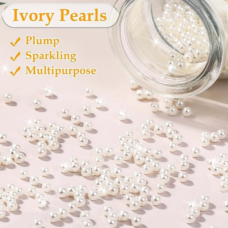 4mm Faux Pearl Bead (2000pcs), Artificial Pearl Bead with Holes, Faux Pearl Bead for DIY Jewelry Making, Bracelets, Necklaces, Hair, Crafts, Decorations and Vase Fillers