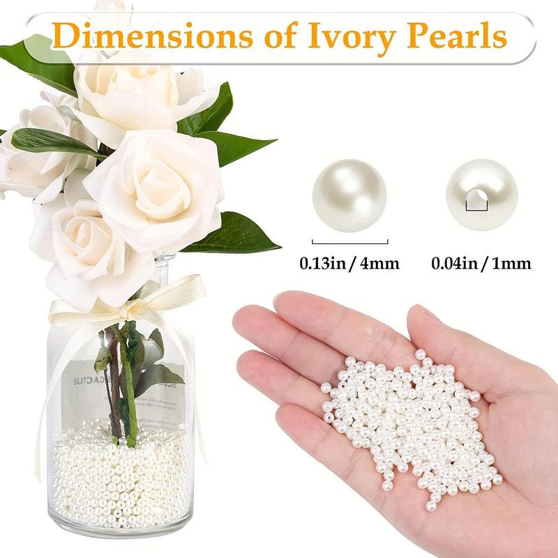 4mm Faux Pearl Bead (2000pcs), Artificial Pearl Bead with Holes, Faux Pearl Bead for DIY Jewelry Making, Bracelets, Necklaces, Hair, Crafts, Decorations and Vase Fillers