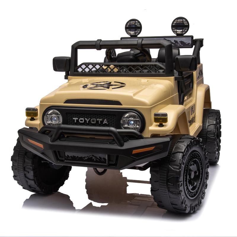 Licensed TOYOTA FJ Cruiser,12V Kids ride on car 2.4G W Parents Remote Control,electric car for kids,Three speed adjustable,Power display, USB,MP3 ,Bluetooth,LED light,Three-point safety belt