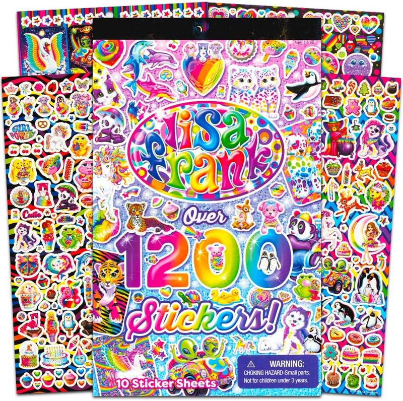 Lisa Frank 1200 Stickers Tablet Book 10 Pages of Collectible Stickers Crafts Scrapbooking