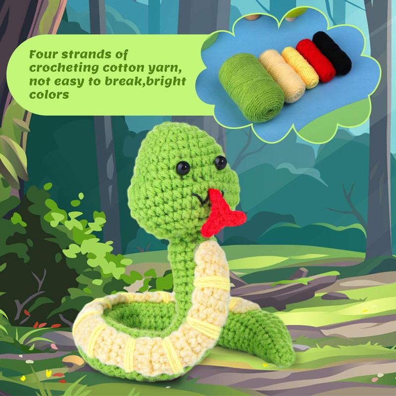 Cute Cartoon Animal Design Crochet Kit for Beginners, 1 Set Crochet Starter Kit with Step-by-step Video Tutorials, DIY Craft Kit for Adults & Teens