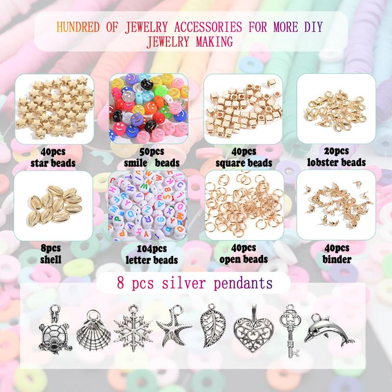 4800Pcs Clay Beads for Jewelry Making Bracelet Kit with Pendant and Jump Rings - 24 Colors 6mm Halloween Gift