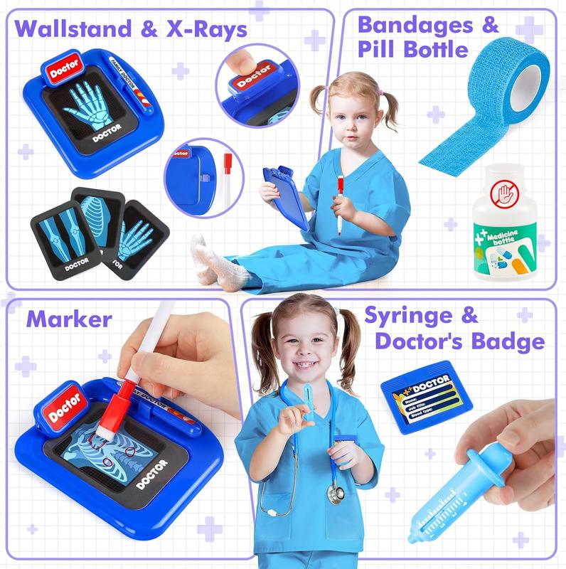 Christmas gift   Doctor Kit for Kids,15 Pcs Kids Doctor Kit for Toddlers 3-5, Kids Doctors Play Set with Medical Bag, Real Kids Stethoscope, Pretend