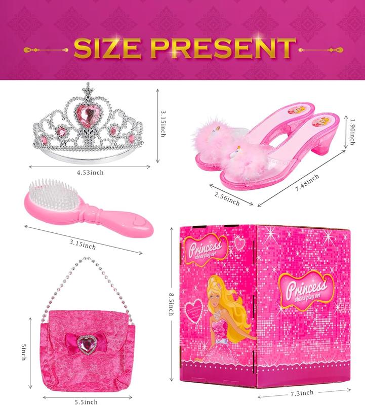 Christmas gift Kids Makeup Kit for Girls Princess Dress Up Shoes, BIBUTY Pretend Play Fake Makeup Set Toy for Girls with Princess Shoes Crowns Handbag for Little Girls, Princess Toy Gift for 3-6 Toddler Little Girls