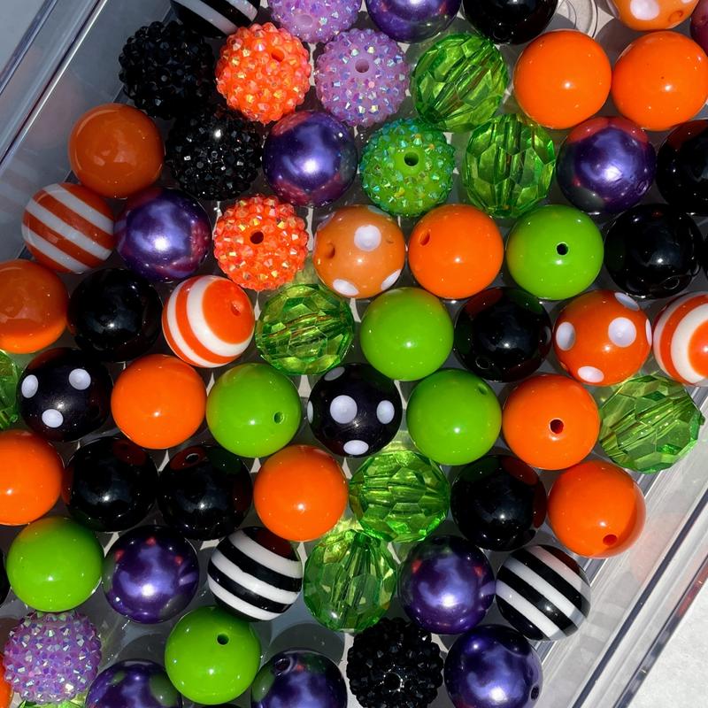 Hocus Pocus Mix - 20mm Bubble Gum Bead Mixes, Orange, Black and Green Chunky Bead Mixes bubblegum beads halloween