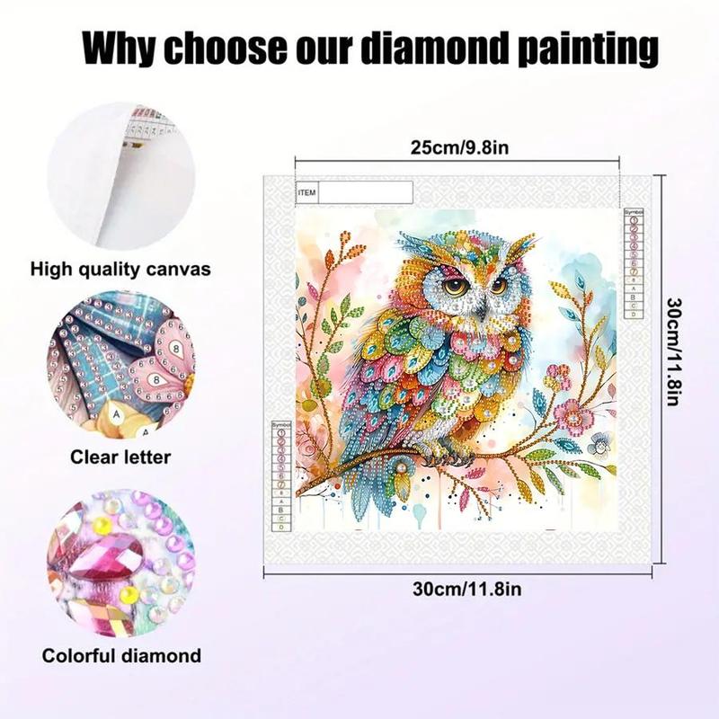 Owl Pattern Diamond Arts Colorful Painting Kit without Frame, 5D Colorful Diamond Arts Crafts, DIY Wall Art Ornaments for Home Living Room