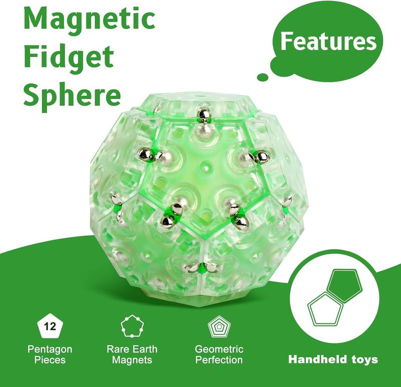 Green Fidget Spheres Toys for Teens,Fidget Toys Adults,Fidget Balls Toys for Boys,Travel Toys for Kids,Office Desk Toys Decor for Stress&Anxiety Relief,Sensory Toys for Kids Gifts for Teens and Kids