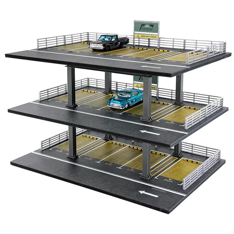 Hot Diecast Wheels Display Case - 1 64 Scale Die-cast Model Car Organizer, Hot Diecast Wheels Parking Garage Dioramas with 15 Parking Spaces