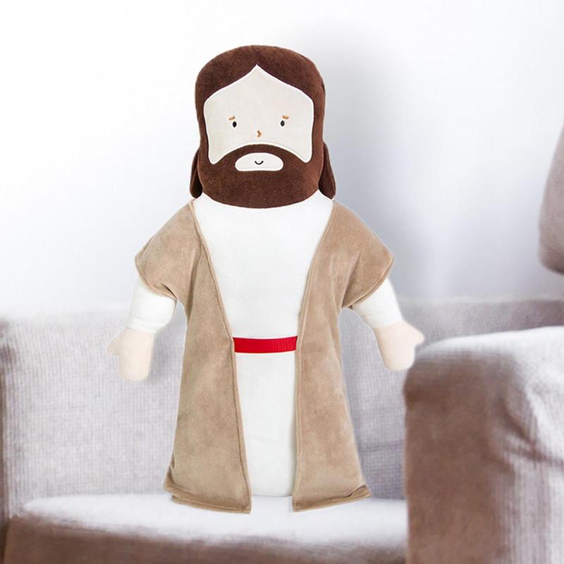 20inch Jesus Plush Toy Jesus Stuffed Dolls Cartoon Jesus Pillow Christ Religious Savior Toys Christian Figure Home Christmas Decoration Baptism Gift