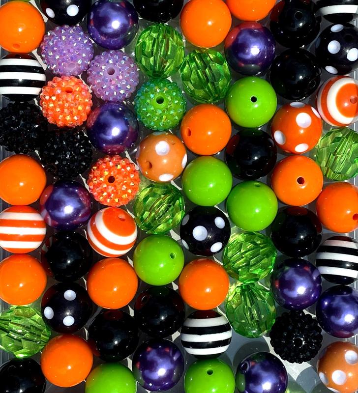 Hocus Pocus Mix - 20mm Bubble Gum Bead Mixes, Orange, Black and Green Chunky Bead Mixes bubblegum beads halloween