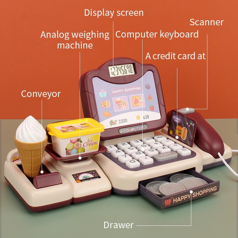 Hamburger Radio Simulation Toy Children's Simulation Supermarket Cash Register Suit Toy Educational Multi-Function Cash Register Play House