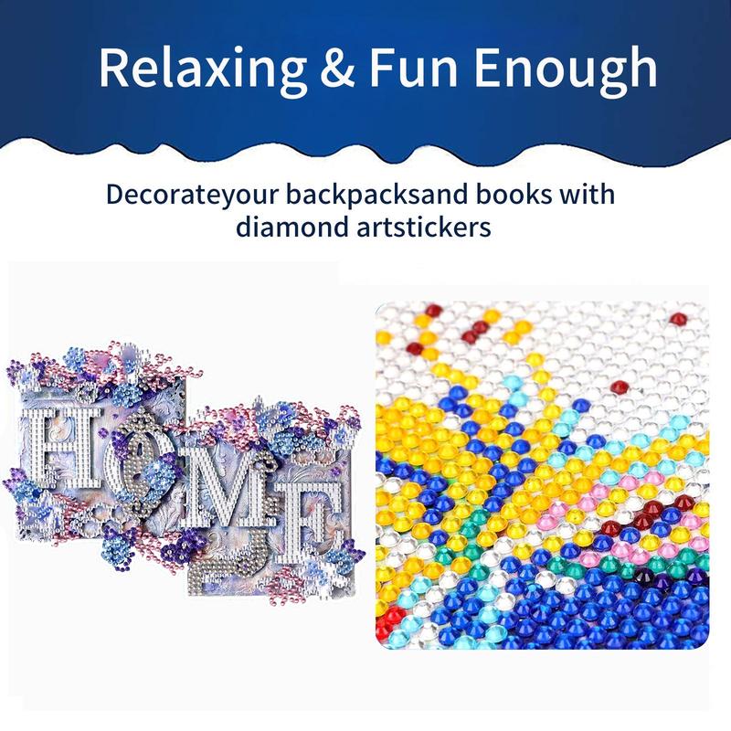 Artificial Diamond Arts Colorful Painting Sticker, Home Letter Pattern DIY Diamond Arts Colorful Painting Kit, DIY Decorative Art Picture for Beginner