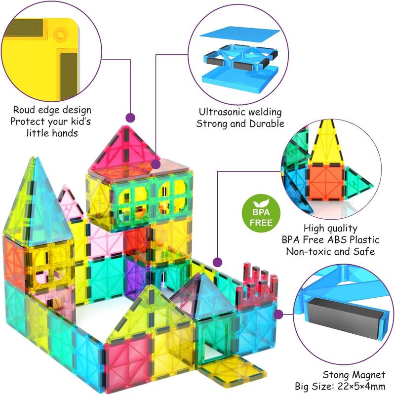 Jasonwell 108pcs Magnetic Tiles boys Magnetic Blocks Building Sets 3D Magnet Tile Building Blocks Magnet Construction Educational STEM Toys Gifts for  Boys Girls  4 5 6 7 8 9 10 + Year Old magnetic tiles magnet tiles