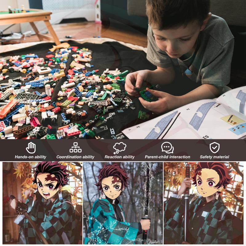 66019,766 Pieces,DemonSlaye Building Block Set,40in Kamado Tanjiro Building Block with  Stand,Handmade Cosplay Anime Toy Building Set for Collecting and Gifting Model for Anime fans,Home Decoration,For aged 12 and above,Stress relief toy