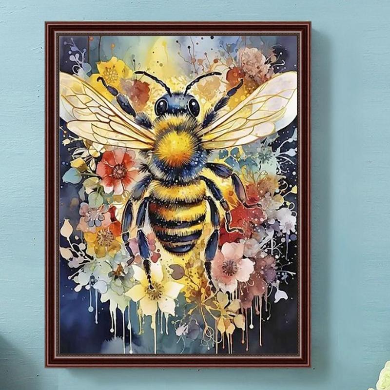 Bee & Flower DIY Diamond Arts Colorful Painting Kit without Frame, DIY Decorative Art Picture for Beginner, Wall Art Decor for Home Office