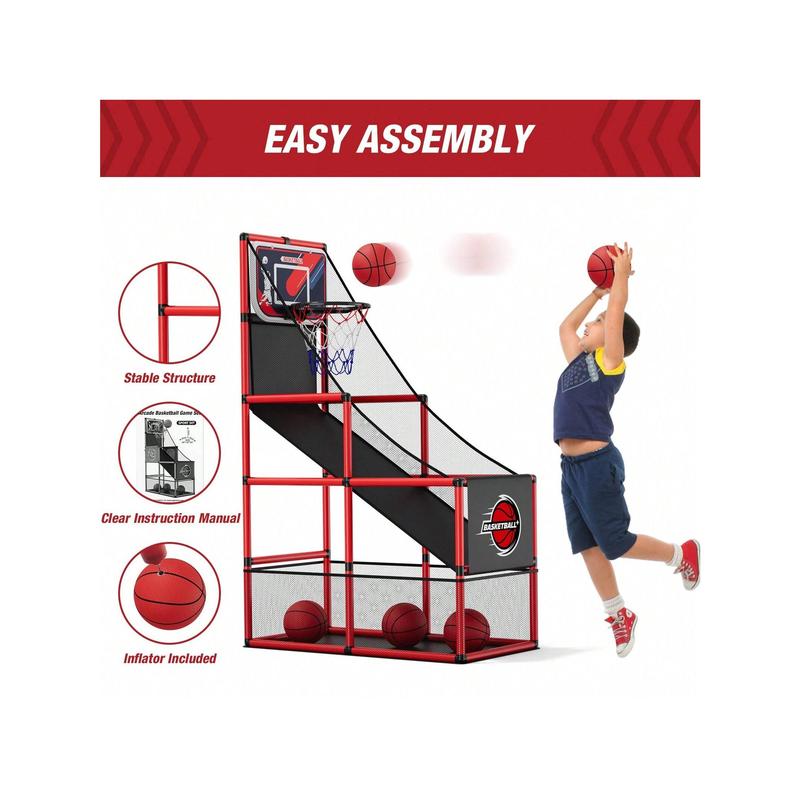 Basketball Arcade Game Indoor Outdoor, Kids Basketball Hoop With 4 Balls & Pump, Single Shot Basketball Game At Home, Carnival Games Sport Toys Gifts For Boys Girls Teens Ages 3-12 Years Old